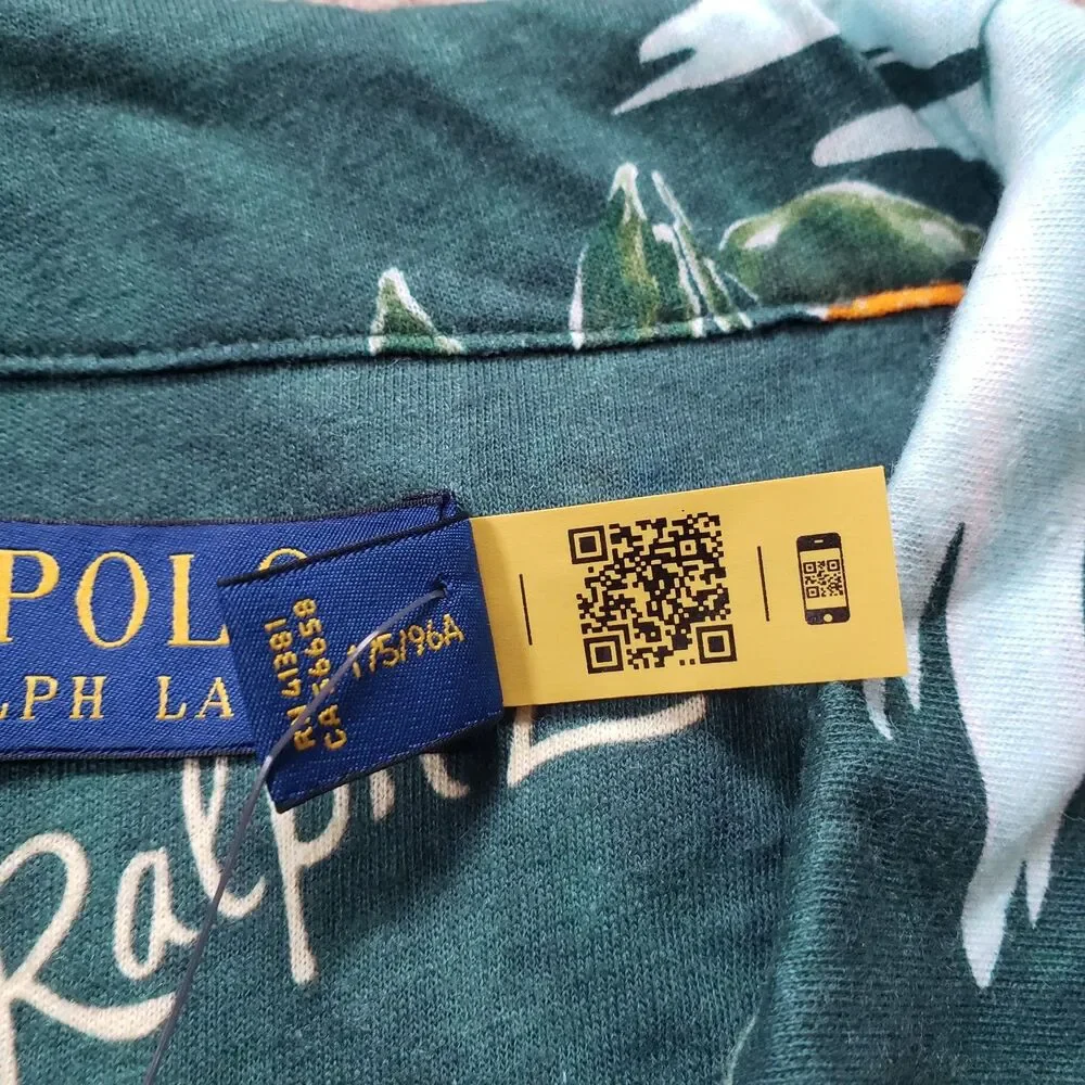 NWT Polo Ralph Lauren Floral Paradise Player Medium Linen Blend Mens Polo Shirt